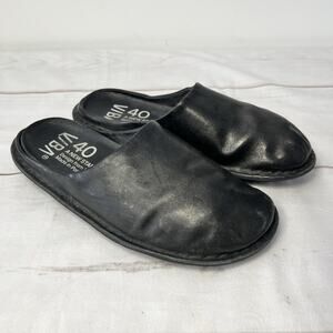 Men's Black Leather Slip-On Sandals